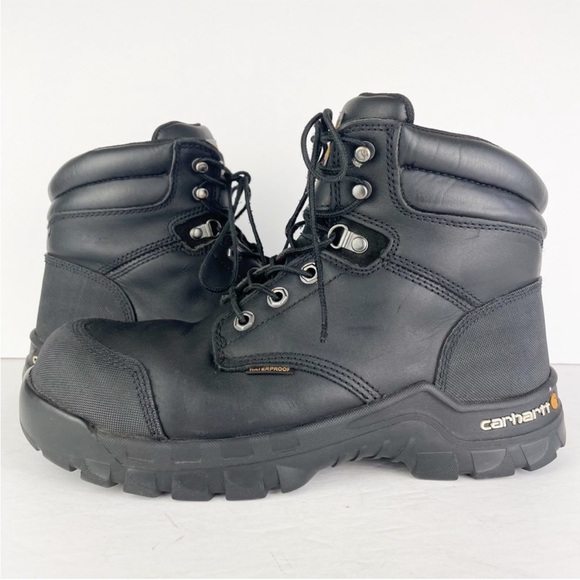 Carhartt Rugged 6" Flex Black Leather Waterproof Comp Toe ASTM Safety Work Boot - Picture 1 of 15